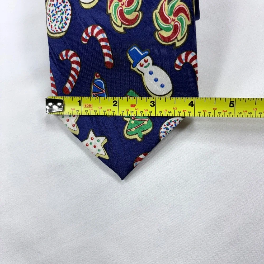 Keith Daniels Christmas Cookie Necktie Navy Blue Sugar Cookies Holiday Tie Candy